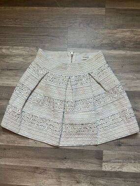 Ginger G Cream Sequin-Trim Circle Skirt